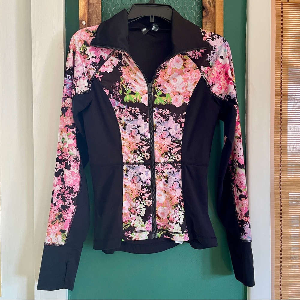 Cynthia Rowley Floral Black Women's Track Jacket Size XS